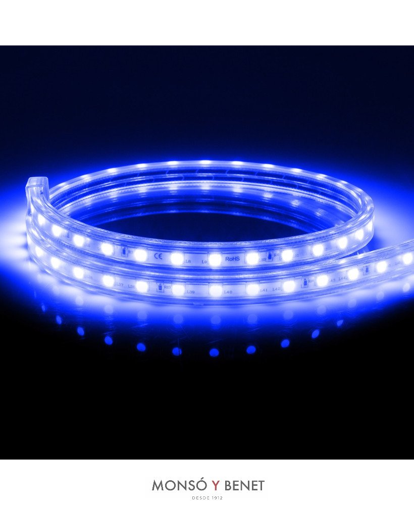 TIRA 70 LEDS-1M. MP-230 Z IP65 AZUL DIRECTA A 230V DIMABLE