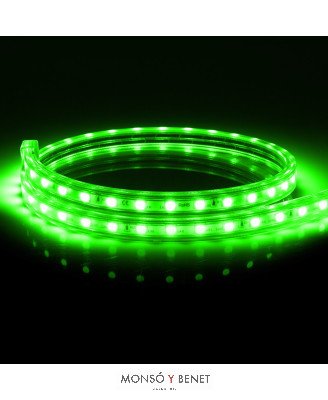 TIRA 70 LEDS-1M. MP-230 V IP65 VERDE DIRECTA A 230V DIMABLE
