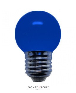 BOMBILLA PLASTICO LED ESFERICA AZUL 01ELNZ E27