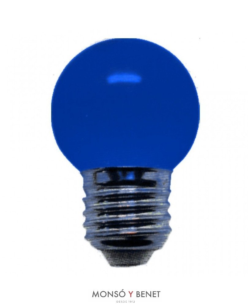 BOMBILLA PLASTICO LED ESFERICA AZUL 01ELNZ E27