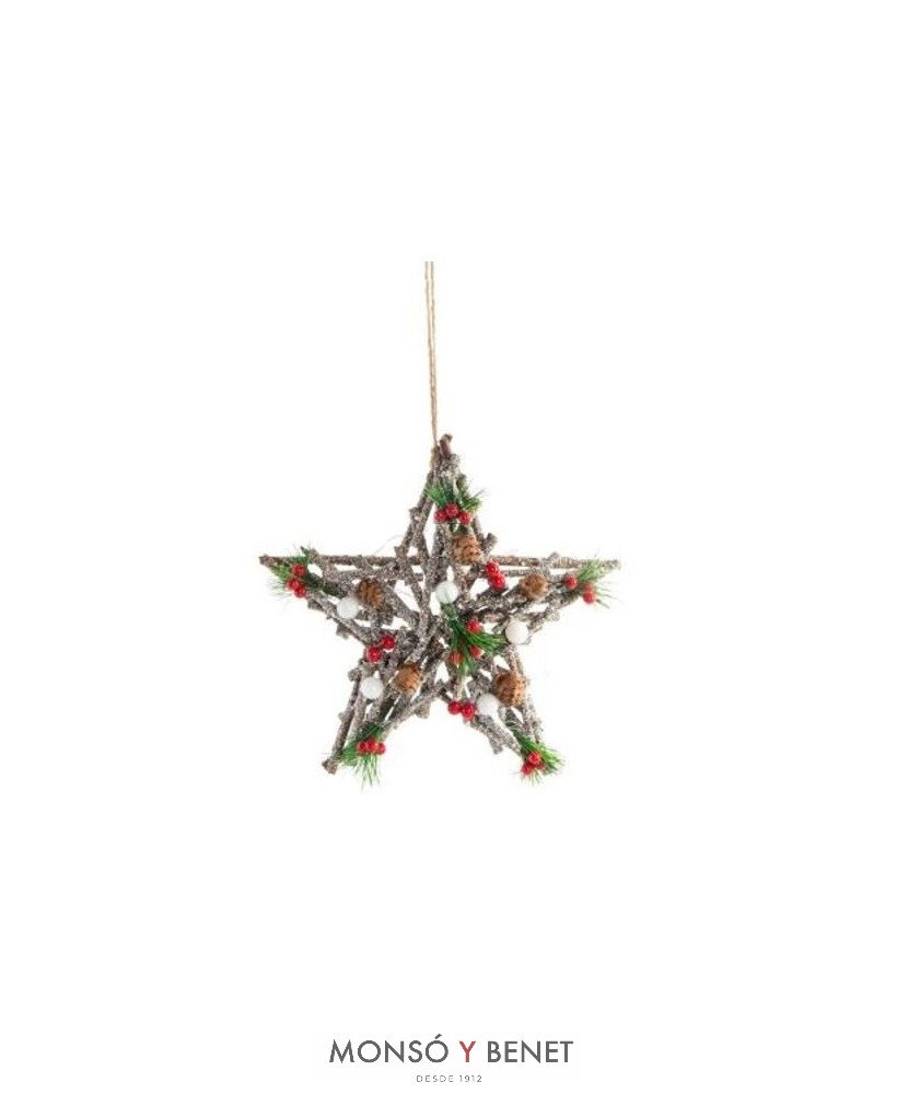 ESTRELLA DE MADERA CON LUZ LED A PILAS