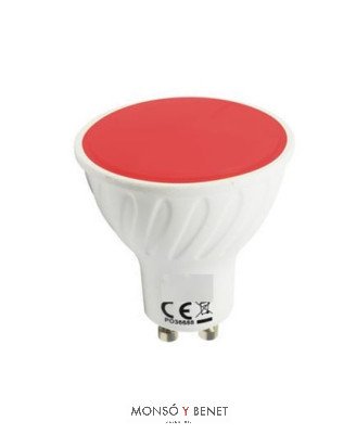 BOMBILLA LED 20 DICROICA 50mm. 230.GU10 020DRU ROJA