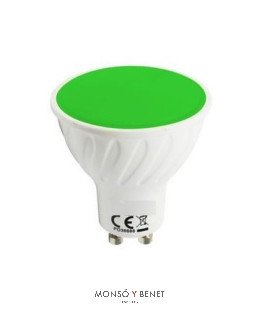 BOMBILLA LED 20 DICROICA 50mm. 230.GU10 020DVU VERDE