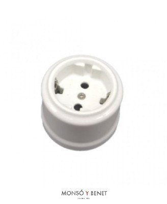 BASE ENCHUFE TOMA TIERRA 9221PB PORCELANA BLANCO SUP. FBDS