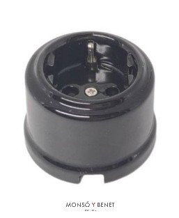BASE ENCHUFE TOMA TIERRA 9221PN PORCELANA NEGRO SUP. FBDS