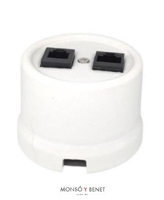 TOMA RJ45+RJ11 9224PB PORCELANA BLANCO SUPERFICIE FBDS