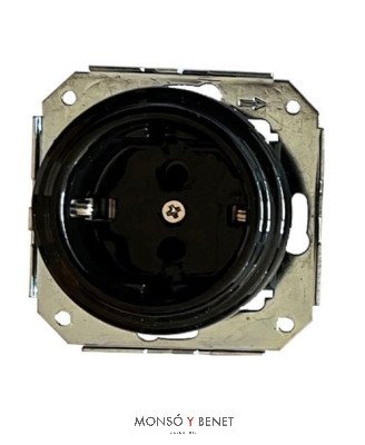 BASE ENCHUFE TOMA TIERRA 9201PN PORCELANA NEGRO EMP. FBDE