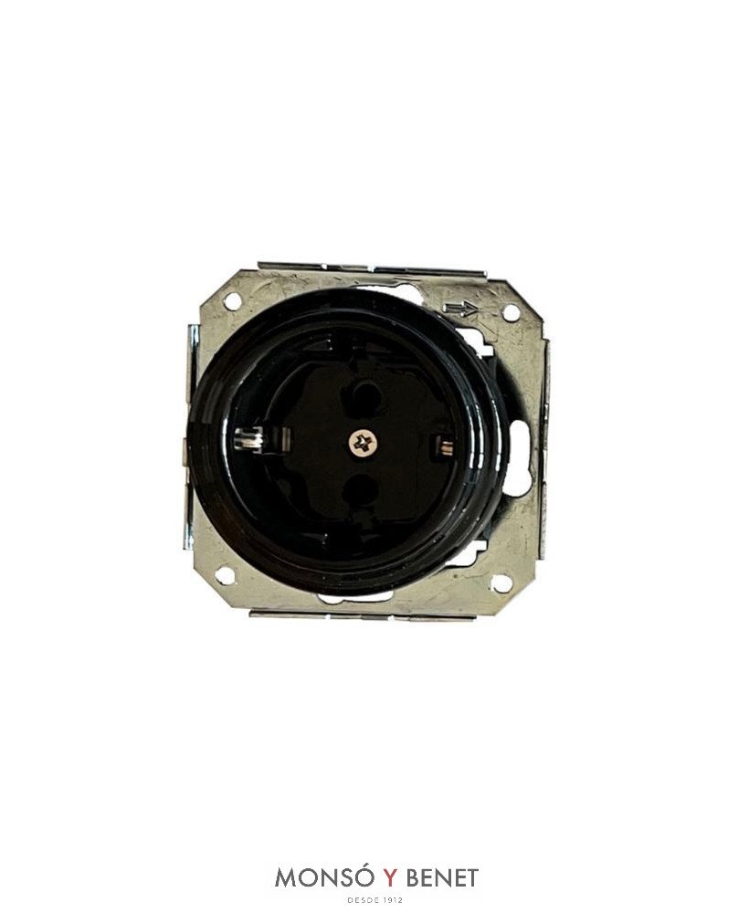 BASE ENCHUFE TOMA TIERRA 9201PN PORCELANA NEGRO EMP. FBDE