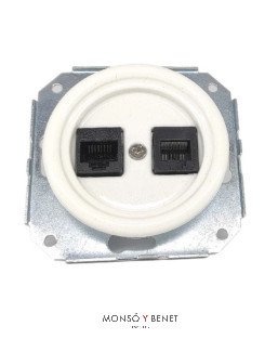 TOMA RJ45+RJ11 9204PB PORCELANA BLANCO EMPOTRAR FBDE