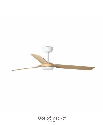 PUNT Ø1300MM BLANCO 3 PALAS MADERA CLARA