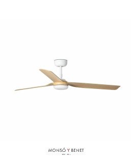 PUNT Ø1300MM BLANCO 3 PALAS MADERA CLARA