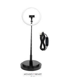 LAMPARA PIE Y SOBREMESA TELETRABAJO ANILLO LED LT-9538