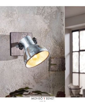 FOCO VINTAGE METALICO CON BASE DE MADERA FP-4948
