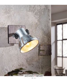 FOCO VINTAGE METALICO CON BASE DE MADERA FP-4948