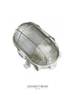 APLIQUE TORTUGA OVAL BLANCO CON REJA IP44 E27