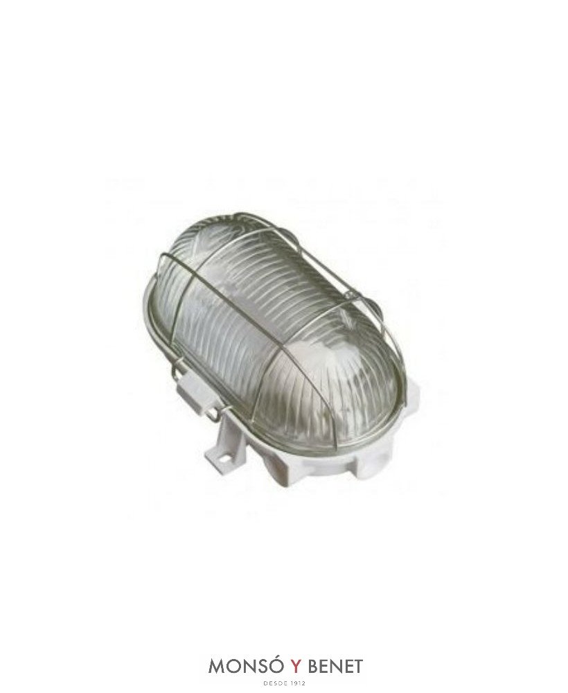 APLIQUE TORTUGA OVAL BLANCO CON REJA IP44 E27