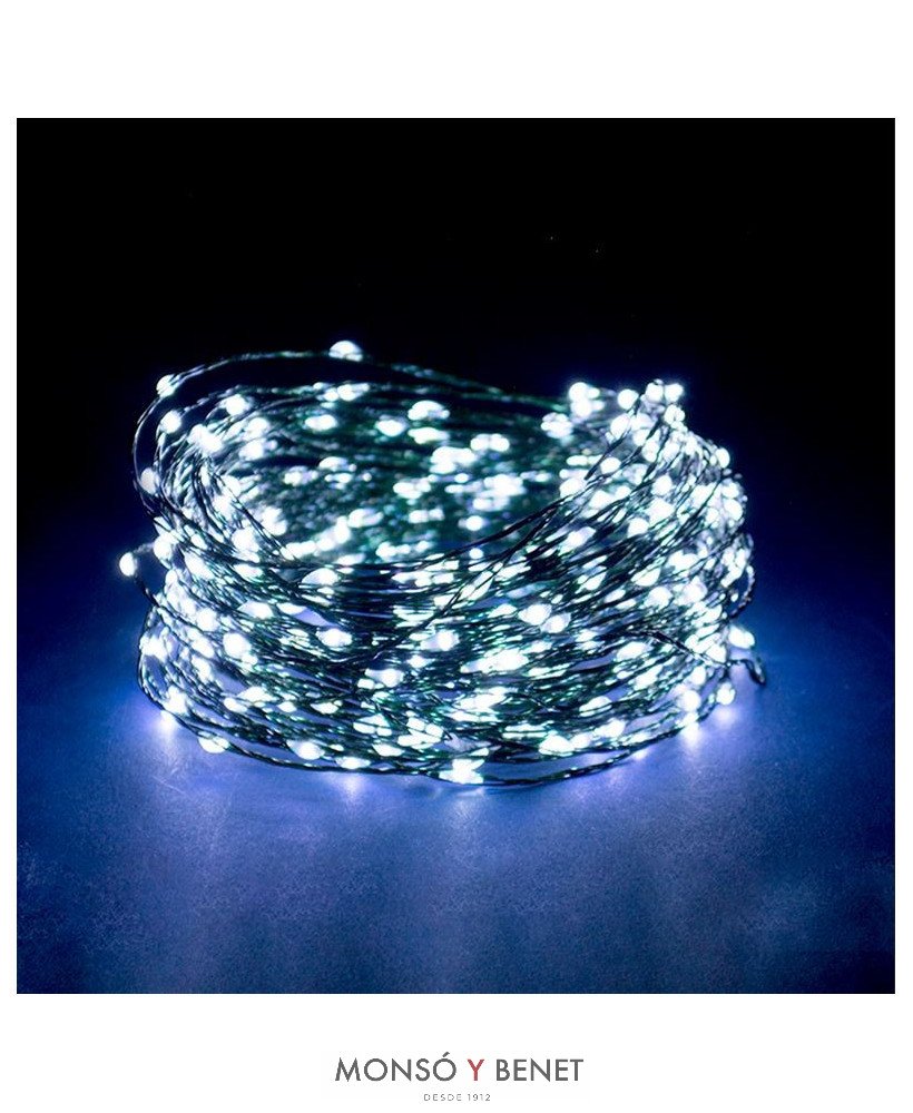 GUIRNALDA 180 LEDS BLANCO FRIO A PILAS 18 mts. A18057