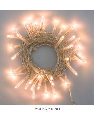 GUIRNALDA 100 LED - BLANCO CÁLIDO ENLAZABLE - 6,5 m (INTERIOR, CABLE TRANSPARENTE)