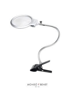 FLEXO LINTERNA LUPA DOBLE LED LL-1202 CON PINZA Y LUZ LED