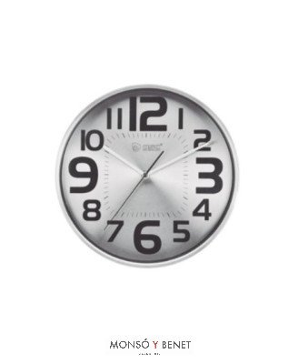 RELOJ PARED NUMEROS GRANDES RE- 458 A ALUMINIO
