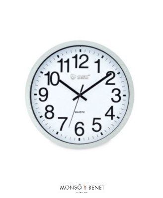 RELOJ PARED NUMEROS GRANDES RE-455 P PLATA MATE