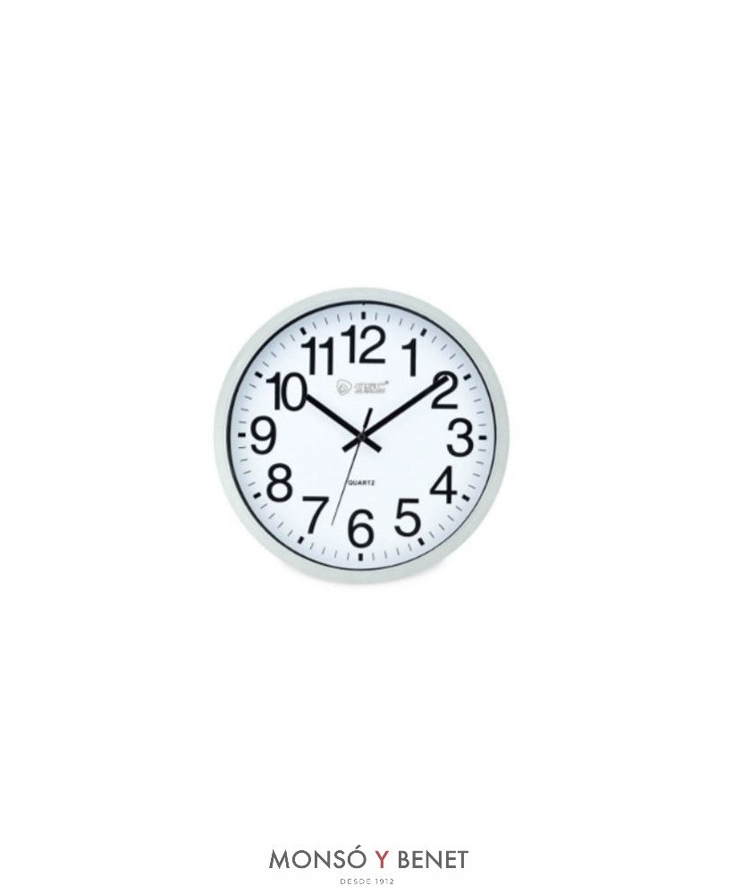 RELOJ PARED NUMEROS GRANDES RE-455 P PLATA MATE