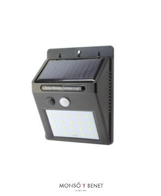 APLIQUE SOLAR CON DETECTOR PIR AS-8174 N NEGRO IP65