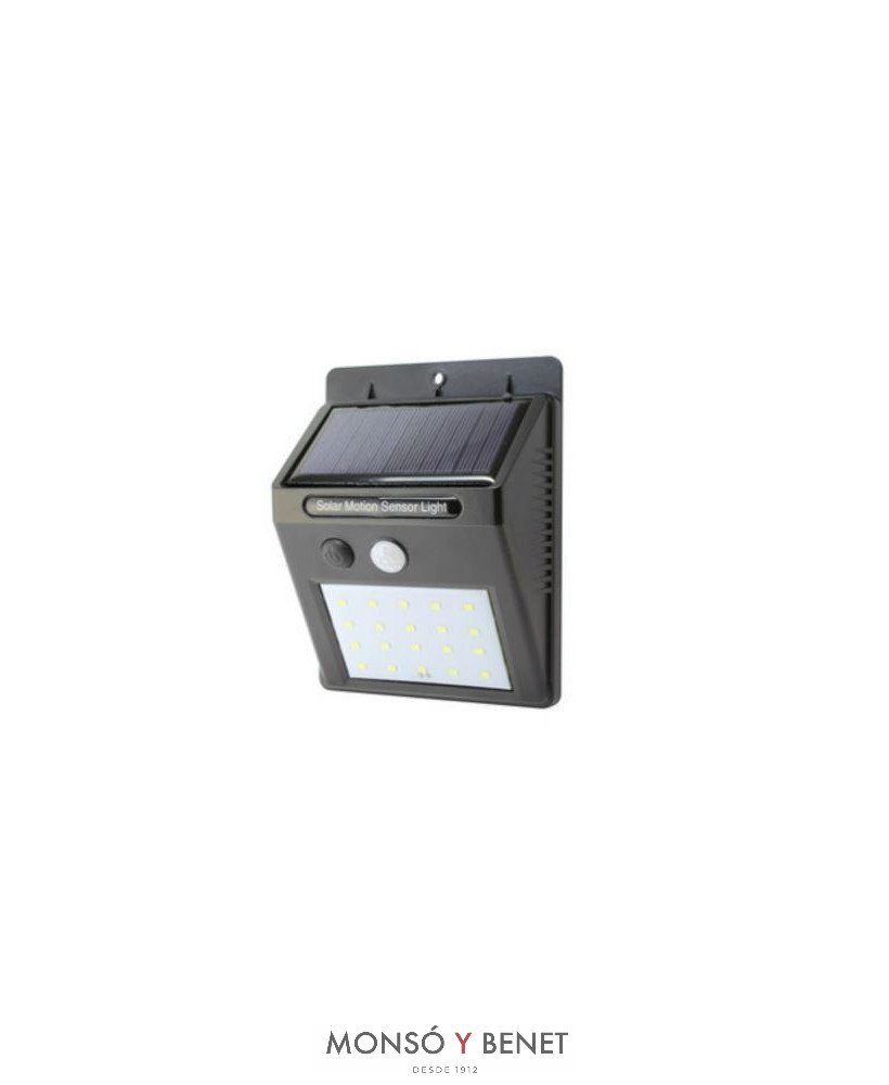 APLIQUE SOLAR CON DETECTOR PIR AS-8174 N NEGRO IP65