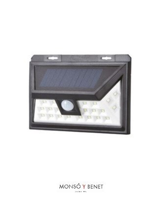 APLIQUE SOLAR CON DETECTOR PIR AS-8175 N NEGRO IP65