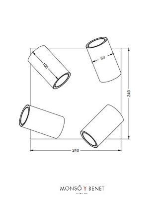 PLAFON 4xGU10 MARLEY-4 MARRON OXIDO