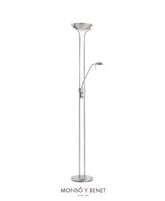 LAMPARA DE PIE LED DIMABLE CON LECTOR DINA CROMO MATE