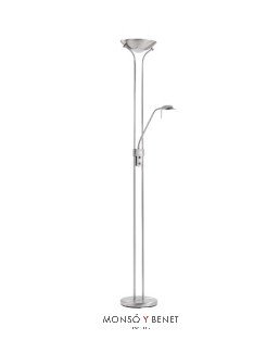 LAMPARA DE PIE LED DIMABLE CON LECTOR DINA CROMO MATE