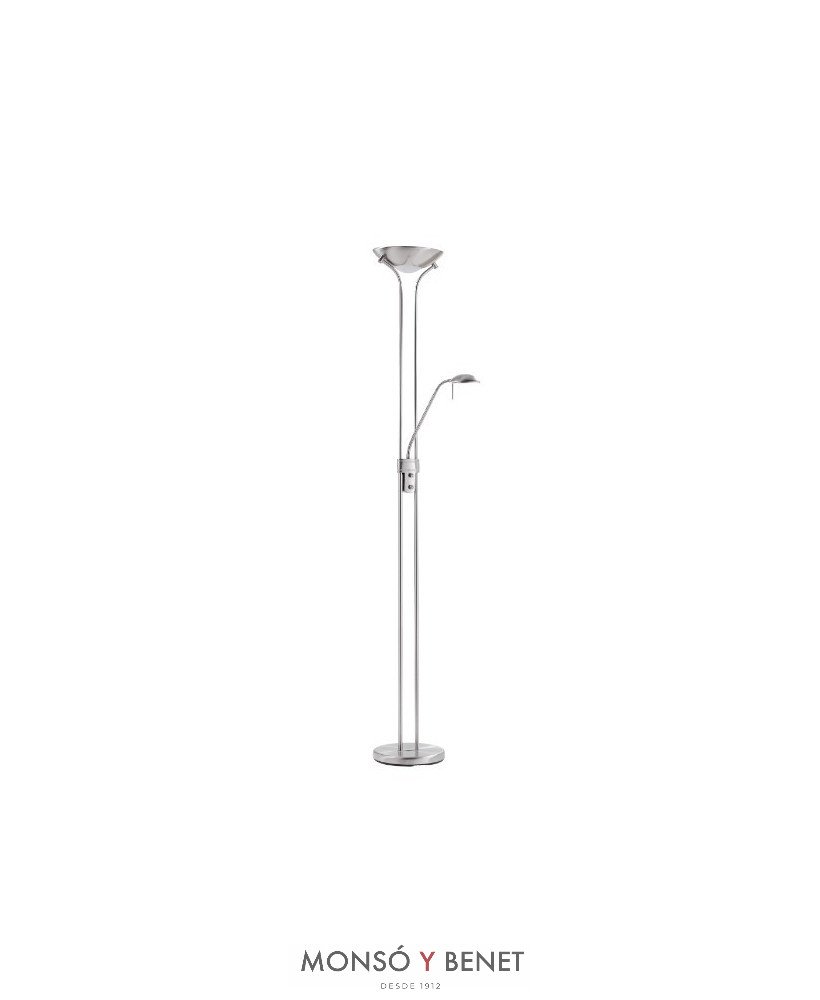 LAMPARA DE PIE LED DIMABLE CON LECTOR DINA CROMO MATE