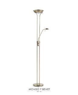 LAMPARA DE PIE LED DIMABLE CON LECTOR DINA PAVONADA