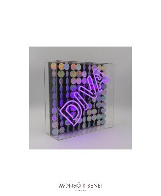 LETRERO DE NEÓN ROTULO ILUMINADO DIVA LENTEJUELAS ROSA