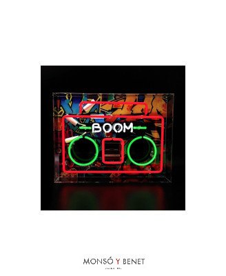 LETRERO DE NEÓN ROTULO ILUMINADO BOOM BOX MULTICOLOR