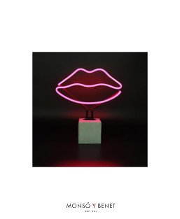 PEANA DE NEÓN ROTULO ILUMINADO LABIOS ROSA