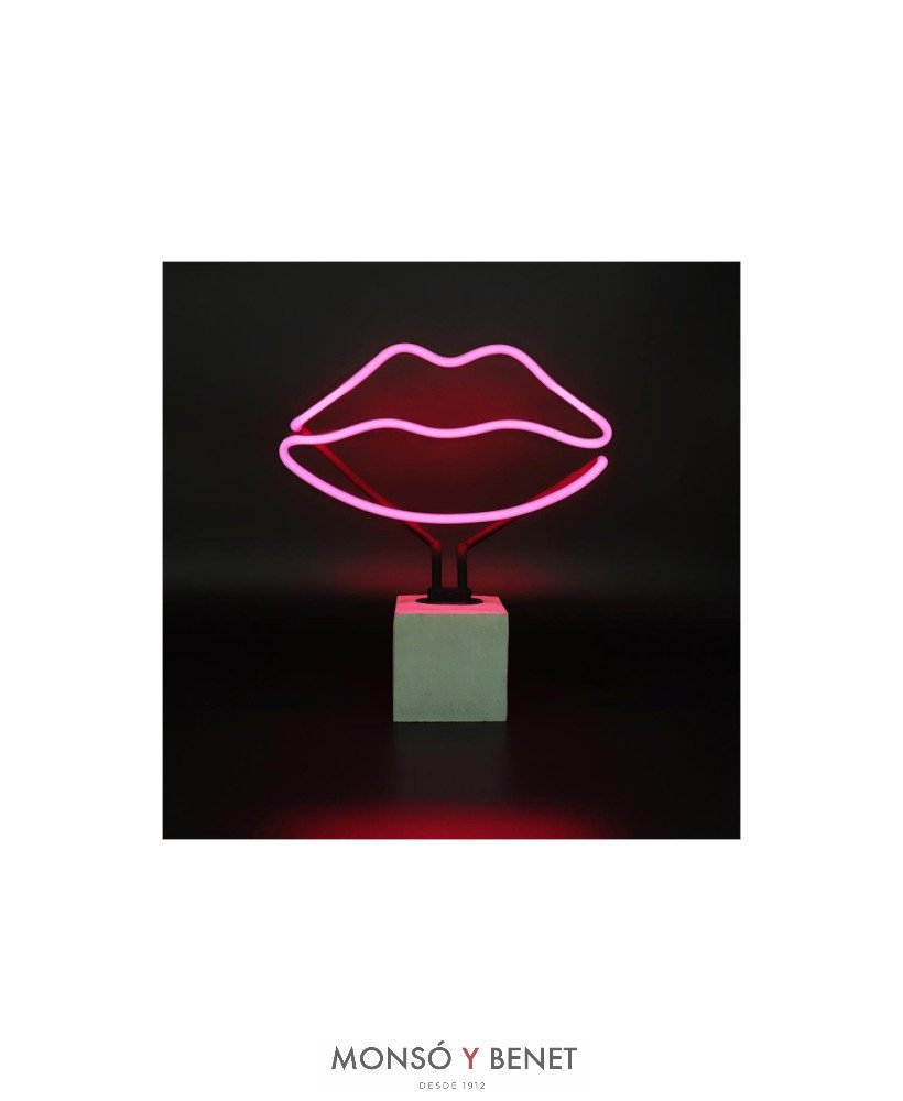 PEANA DE NEÓN ROTULO ILUMINADO LABIOS ROSA