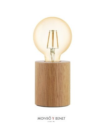 LAMPARA SOBREMESA LM-9079 M CILINDRO MADERA