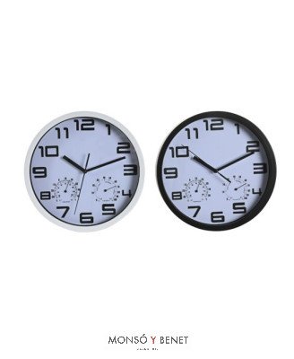 RELOJ PARED CON TERMOMETRO E HIGROMETRO RE-2640