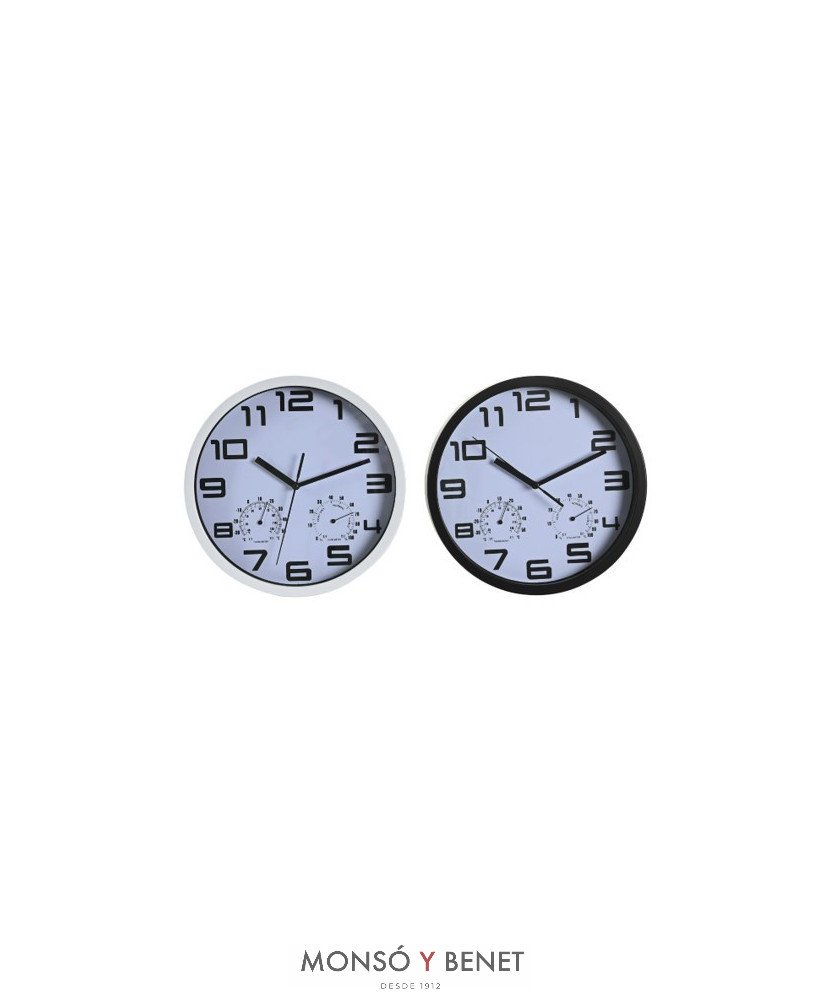 RELOJ PARED CON TERMOMETRO E HIGROMETRO RE-2640