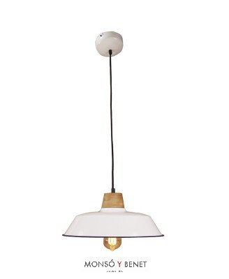 LAMPARA TECHO RETRO METAL Y MADERA LM-5105 BLANCA