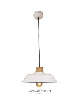 LAMPARA TECHO RETRO METAL Y MADERA LM-5105 BLANCA