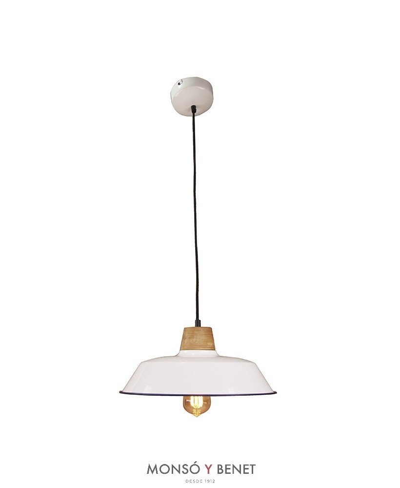 LAMPARA TECHO RETRO METAL Y MADERA LM-5105 BLANCA
