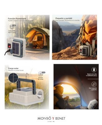 LINTERNA COLGANTE LED PLAFON Y FOCO SOLAR USB LS-842