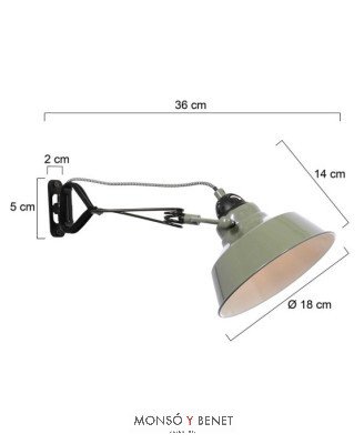 FOCO PINZA O PARED E27 CON PANTALLA MEX-320 V VERDE PASTEL