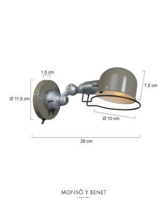 FOCO PARED VINTAGE E14 AP-7657 GRIS VERDOSO CON INTERRUPT.