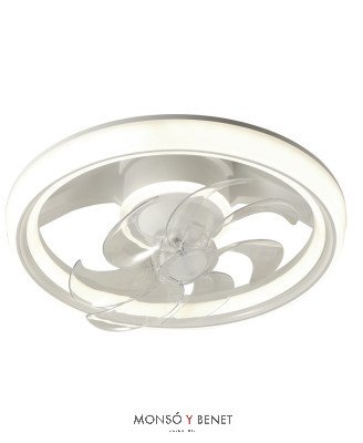BAKUCCT - Ventilador orientable blanco Ø50 cm con luz LED