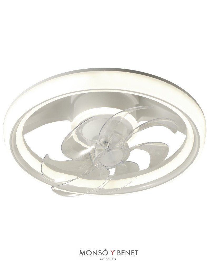 BAKUCCT - Ventilador orientable blanco Ø50 cm con luz LED
