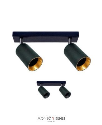 REGLETA 2 FOCOS ORIENTABLES 2xGU10 RF-772 N NEGRO